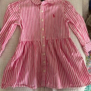 Ralph Lauren Pink & White Striped Button-Front Dress